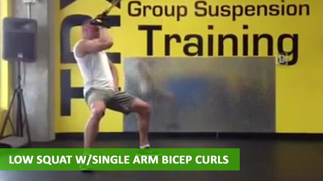 TRX Arm Exercises - Low Squat With Single Bicep Curl