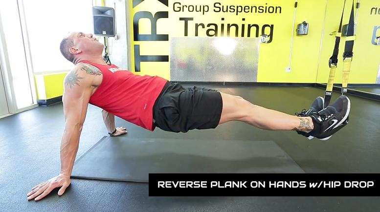 trx ab workouts reverse plank-on-hands with hip drop