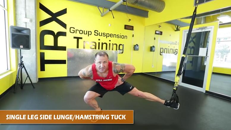 TRX single leg side lunge hamstring tuck