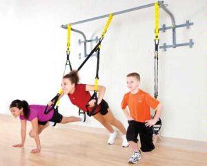 kids doing suspension training