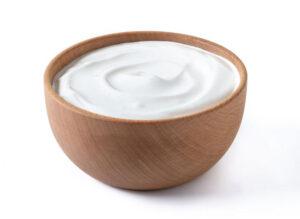 greek yoghurt wooden bowl